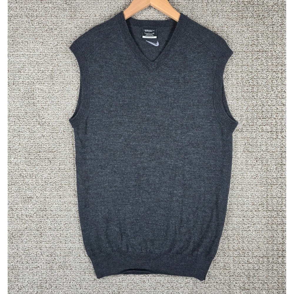 Nike Golf Tour Performance Merino Wool Blend V-Neck Sweater Vest Charcoal Small